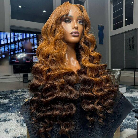Stunning Ginger Brown Ombre 6x6 Body Wave Wig - 100% Human Hair main image 2